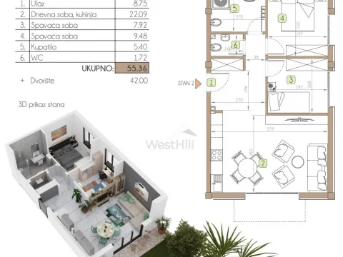 Prodaja, jednosoban stan, 46m², Dobrota, Kotor - image 4