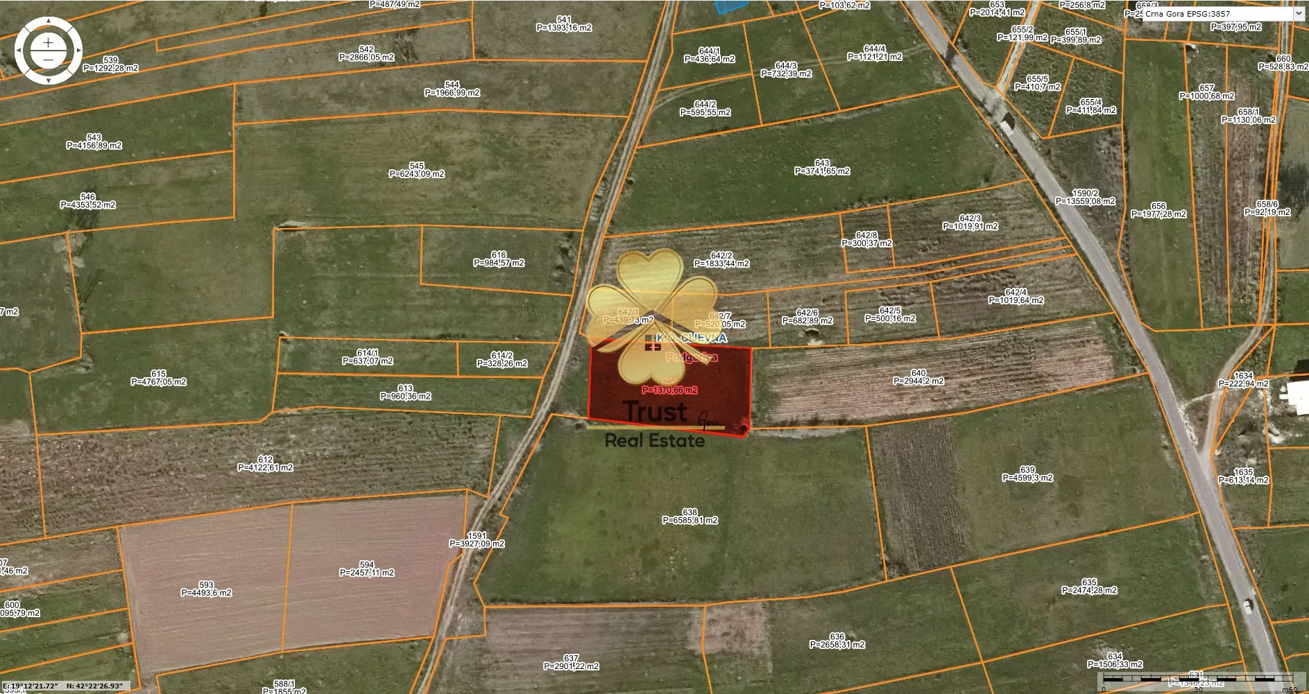 Prodaja, plac, 1376m², Cijevna, Podgorica