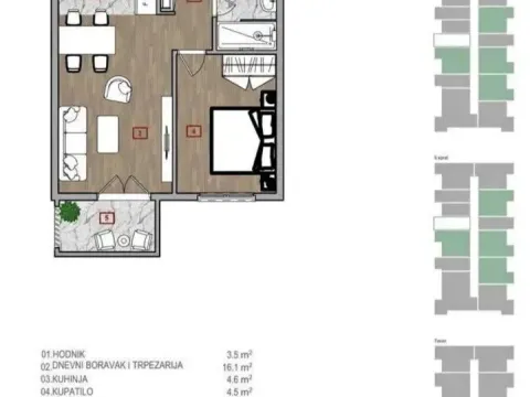 Sale, one bedroom apartment, 44m², Zabjelo, Podgorica - image 9