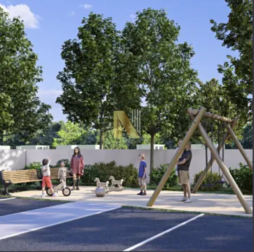 Dečije igralište sa ljuljaškama i klupama u dvorištu kompleksa. - image 3