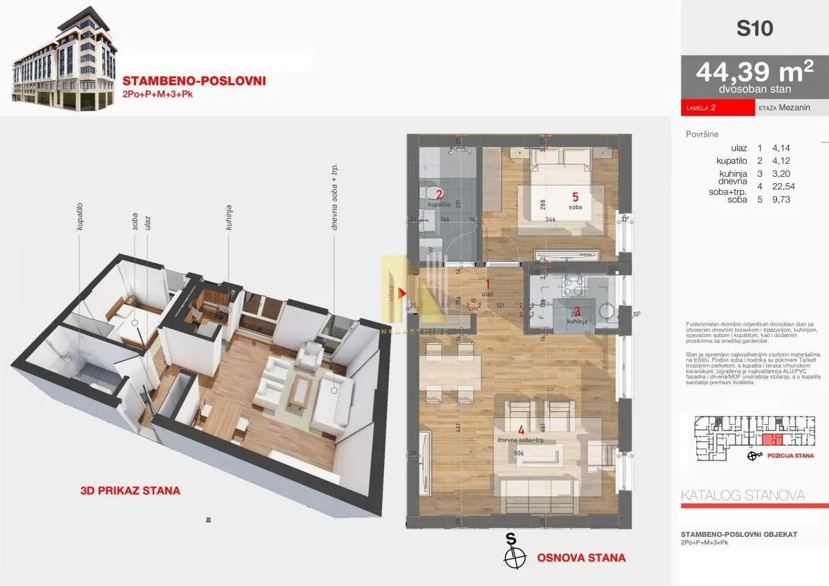 Prodaja, dvosoban stan, 44m², Centar, Novi Sad