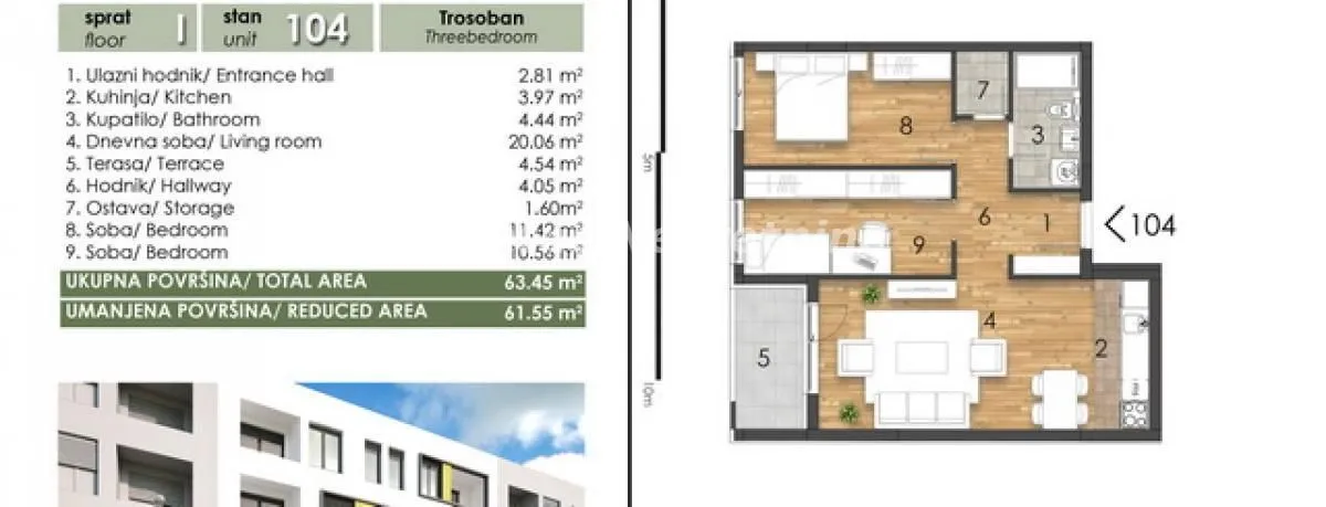 Prodaja, trosoban stan, 63m², Telep, Novi Sad Sve Podlokacije