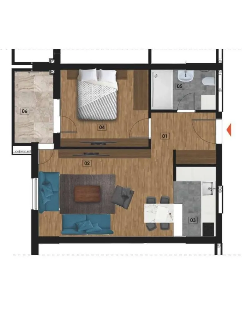 Sale, one bedroom apartment, 57m², Bečići, Budva