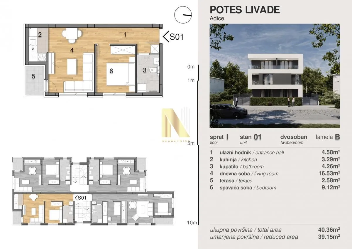 Prodaja, jednosoban stan, 39m², Adice, Novi Sad Sve Podlokacije