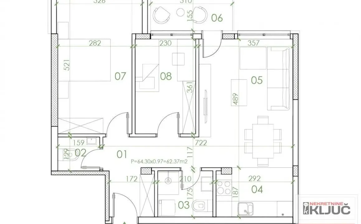 Sale, two bedroom apartment, 63m², Telep, Novi Sad Sve Podlokacije