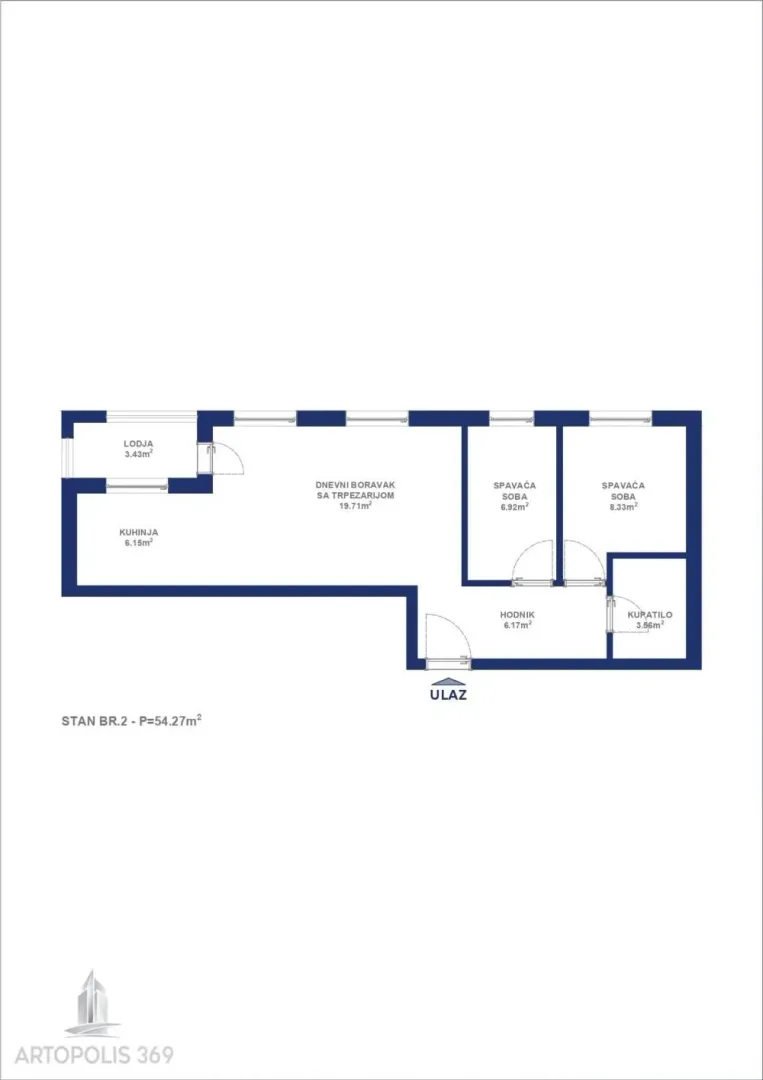 Prodaja, dvosoban stan, 54m², Ledine, Beograd