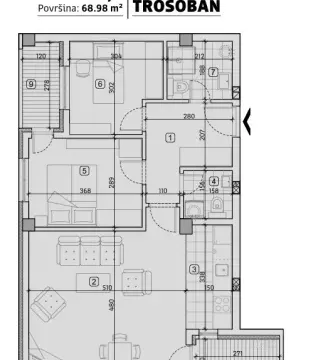 Sale, two bedroom apartment, 69m², Pantelej, Niš - image 2