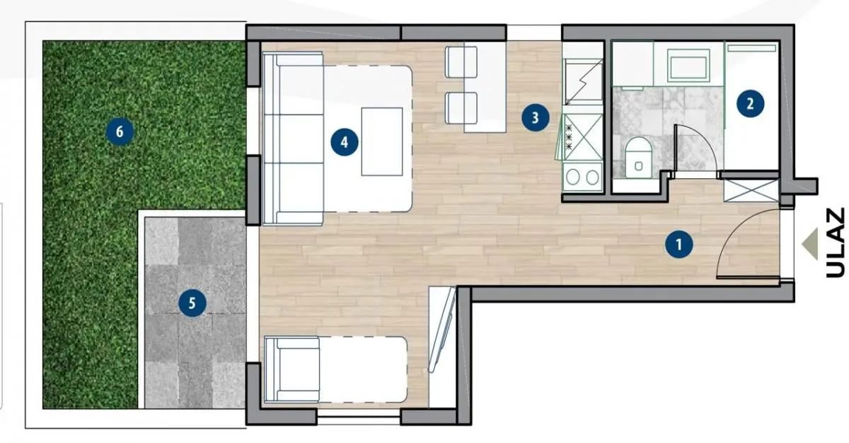 Sale, one bedroom apartment, 41m², Kotor, Crna Gora