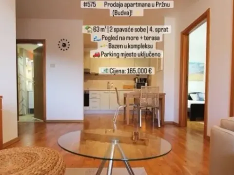 Prodaja, dvosoban stan, 63m², Pržno, Budva