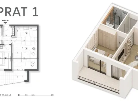 Sale, one bedroom apartment, 54m², Muo, Kotor - image 6
