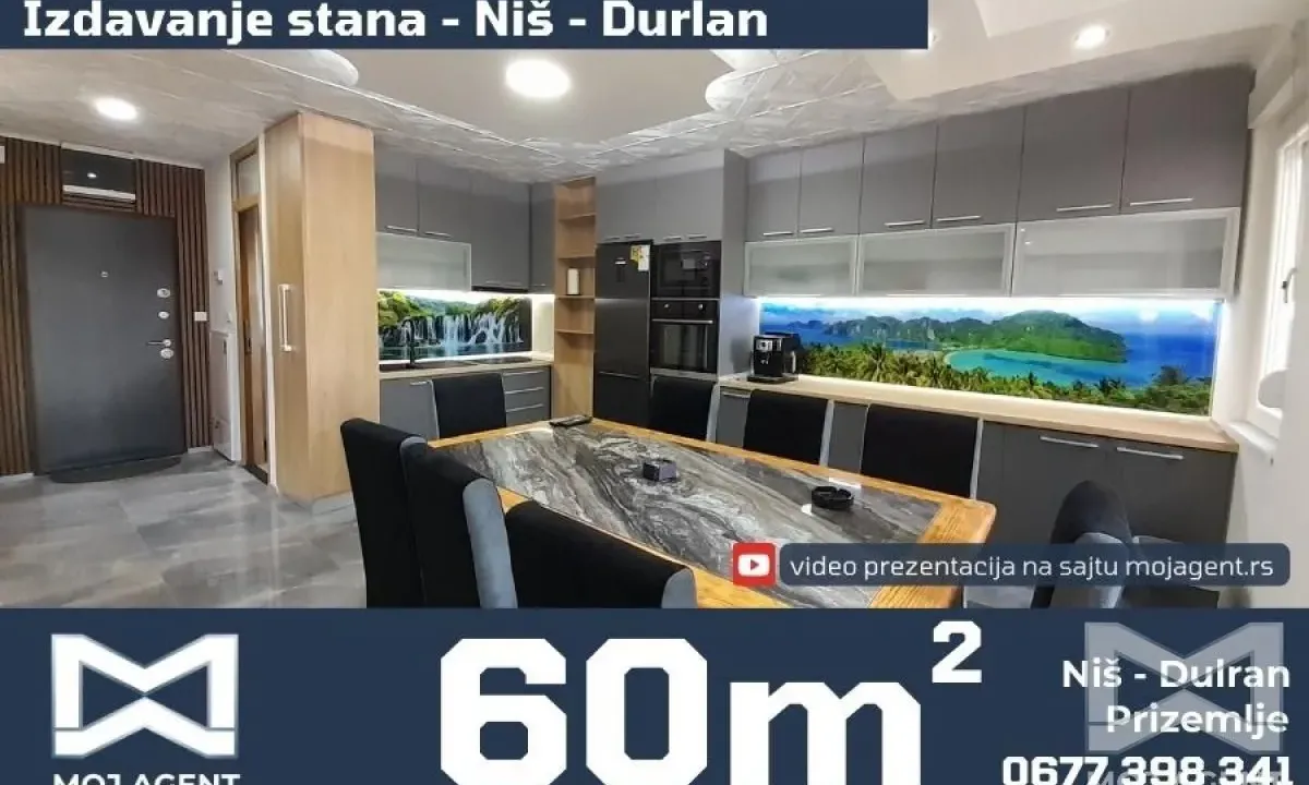 Izdavanje, trosoban stan, 60m², Durlan, Niš