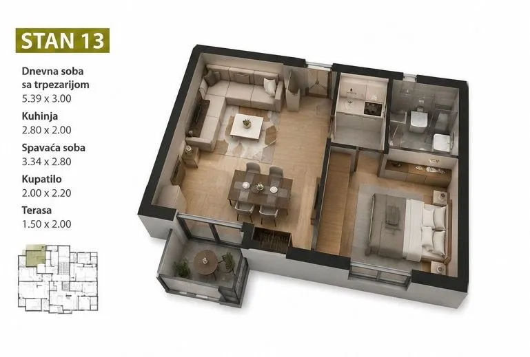 Prodaja, jednosoban stan, 38m², Velika Plaža, Ulcinj