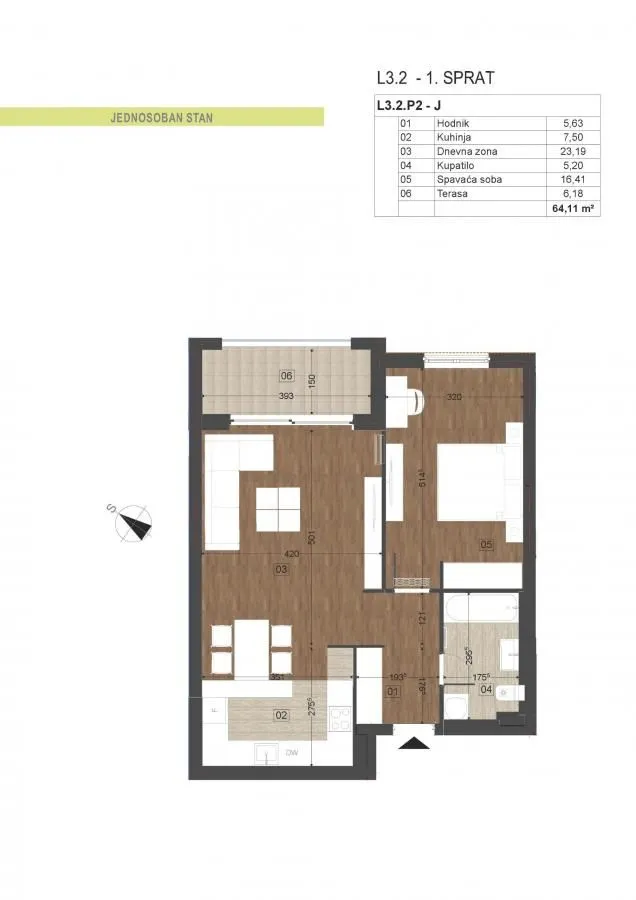 Prodaja, jednosoban stan, 64m², Podgorica, Crna Gora
