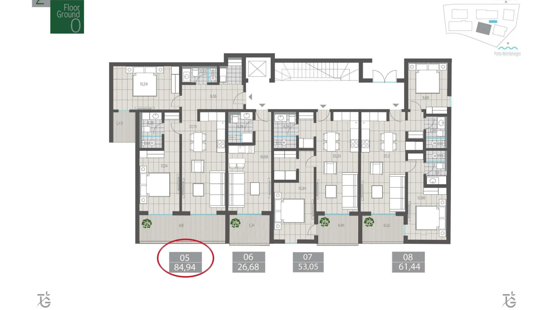 Sale, two bedroom apartment, 85m², Centar, Tivat
