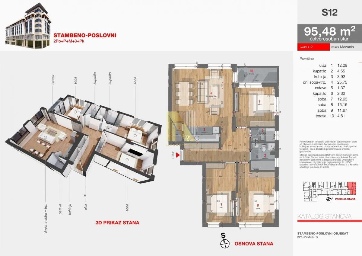 Prodaja, četvorosoban stan, 95m², Centar, Novi Sad