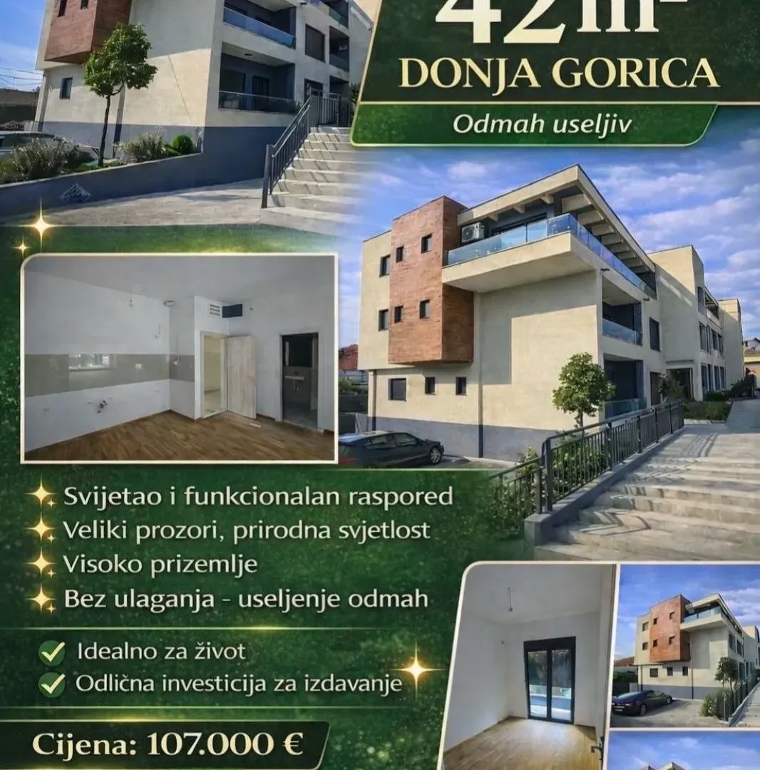 Prodaja, jednosoban stan, 42m², Donja Gorica, Podgorica