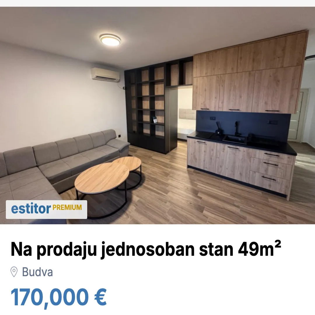 Sale, one bedroom apartment, 49m², Budva, Crna Gora