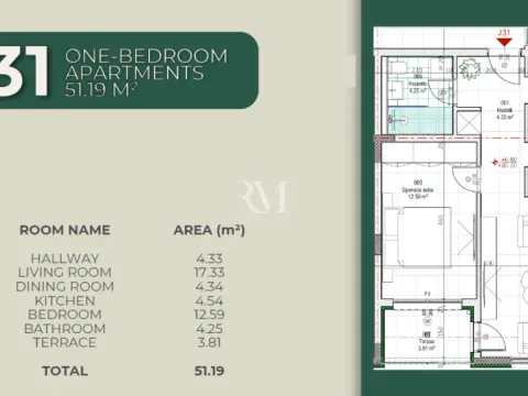 Prodaja, jednosoban stan, 51m², Kavač, Kotor - image 6