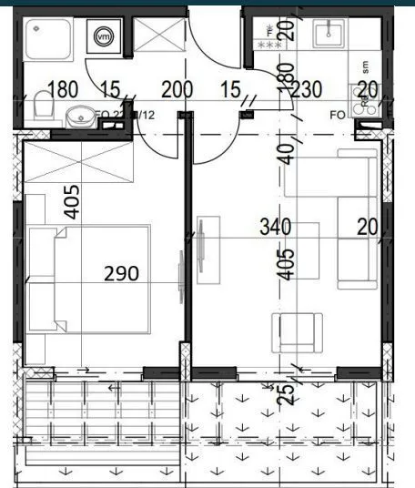 Sale, one bedroom apartment, 38m², Radanovići, Kotor