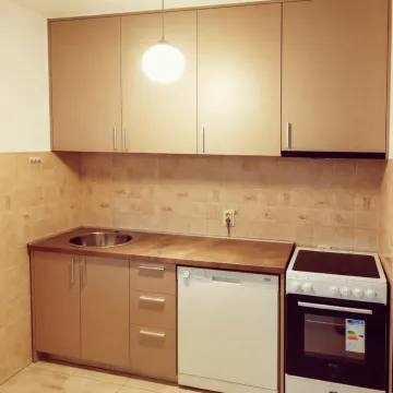 Jednostavna kuhinja sa bež kabinetima i osnovnim aparatima. - image 11