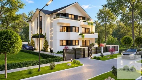 Spoljašnji izgled moderne višeporodične kuće sa dvorištem i ogradom. - image 3