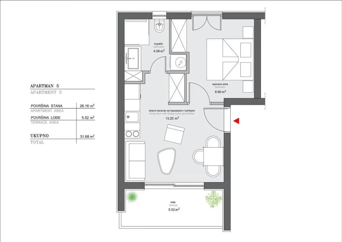 Prodaja, garsonjera, 32m², Meljine, Herceg Novi