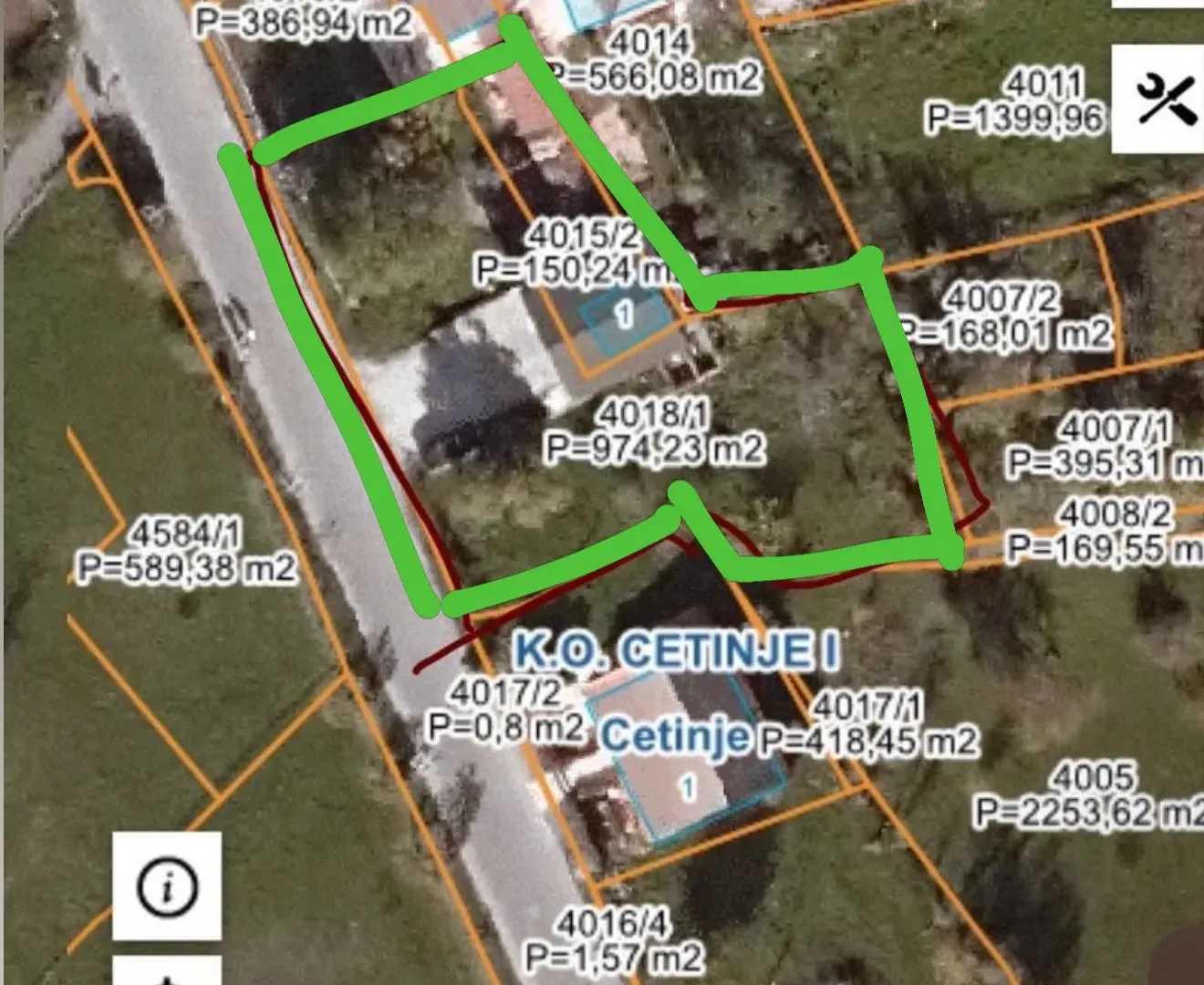 Prodaja, plac, 1100m², Gruda, Cetinje