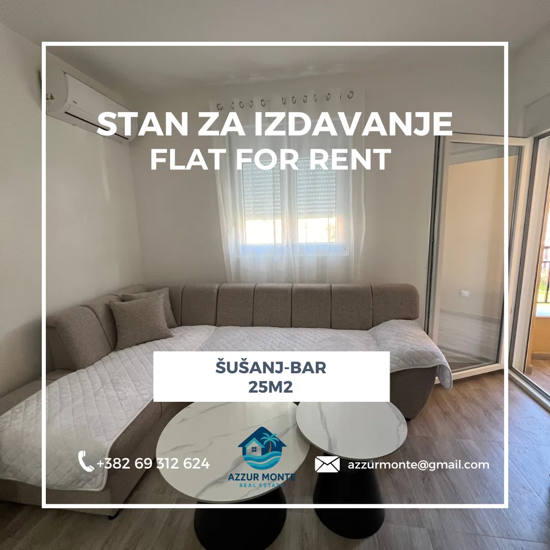 Izdavanje, garsonjera, 25m², Šušanj, Bar