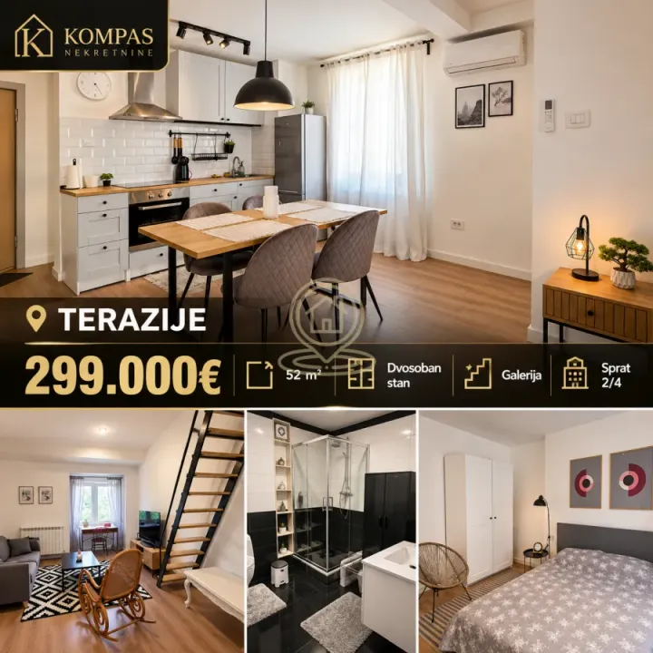 Prodaja, dvosoban stan, 52m², Stari Grad, Beograd