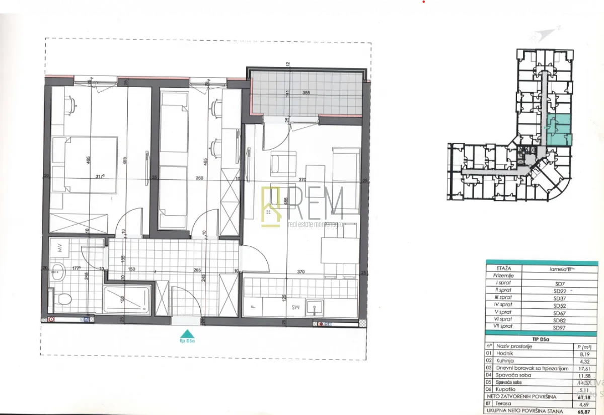 Prodaja, dvosoban stan, 66m², Zabjelo, Podgorica