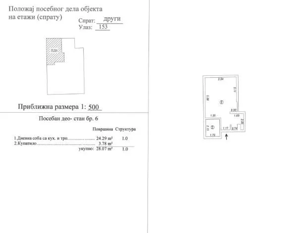 Prodaja, stan, 28m², Ledena Stena, Niš