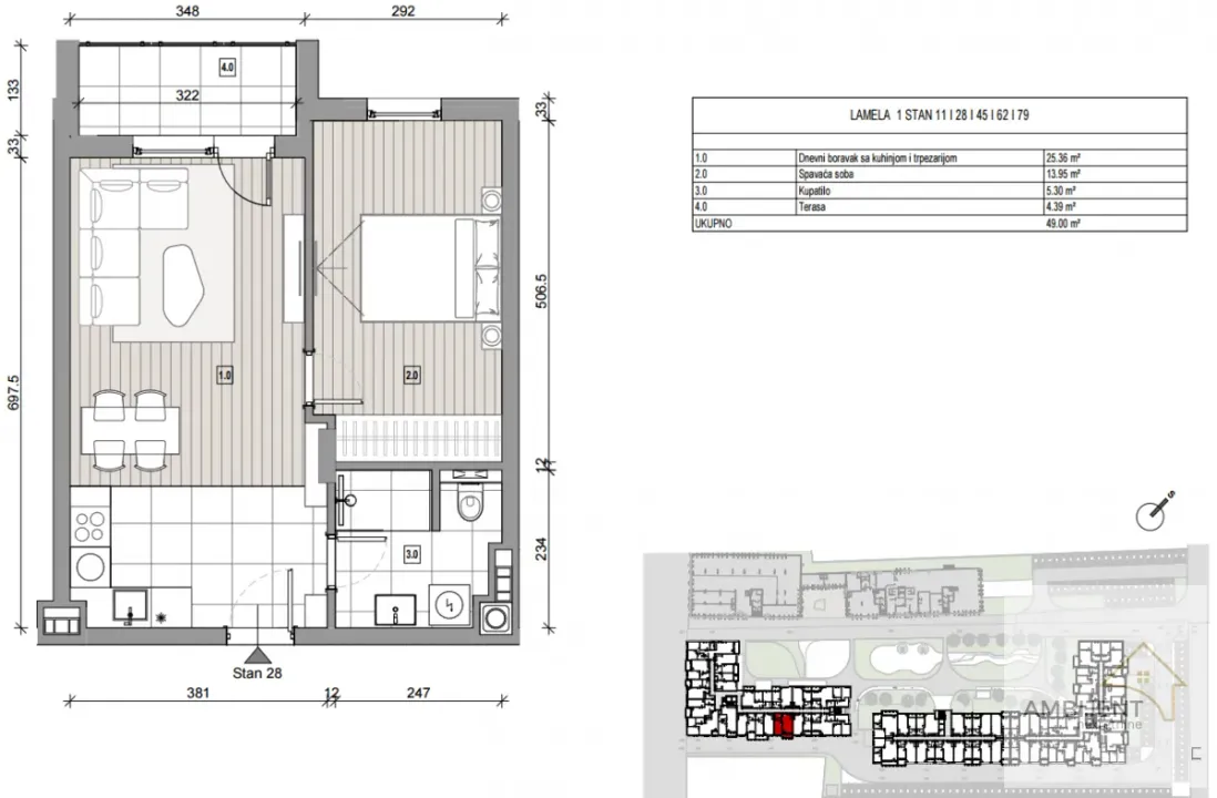 Sale, two bedroom apartment, 49m², Nova Pazova, Stara Pazova