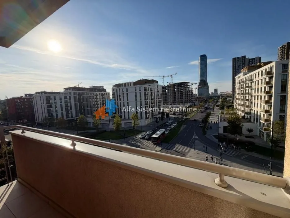 View of city streets and buildings from the terrace.
