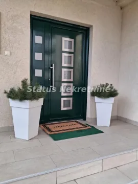 Glavni ulaz u kuću sa zelenim vratima i ukrasnim saksijama. - image 24