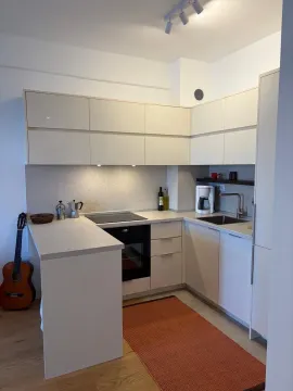 Moderna kuhinja sa bijelim elementima i ugradnim uređajima. - image 5