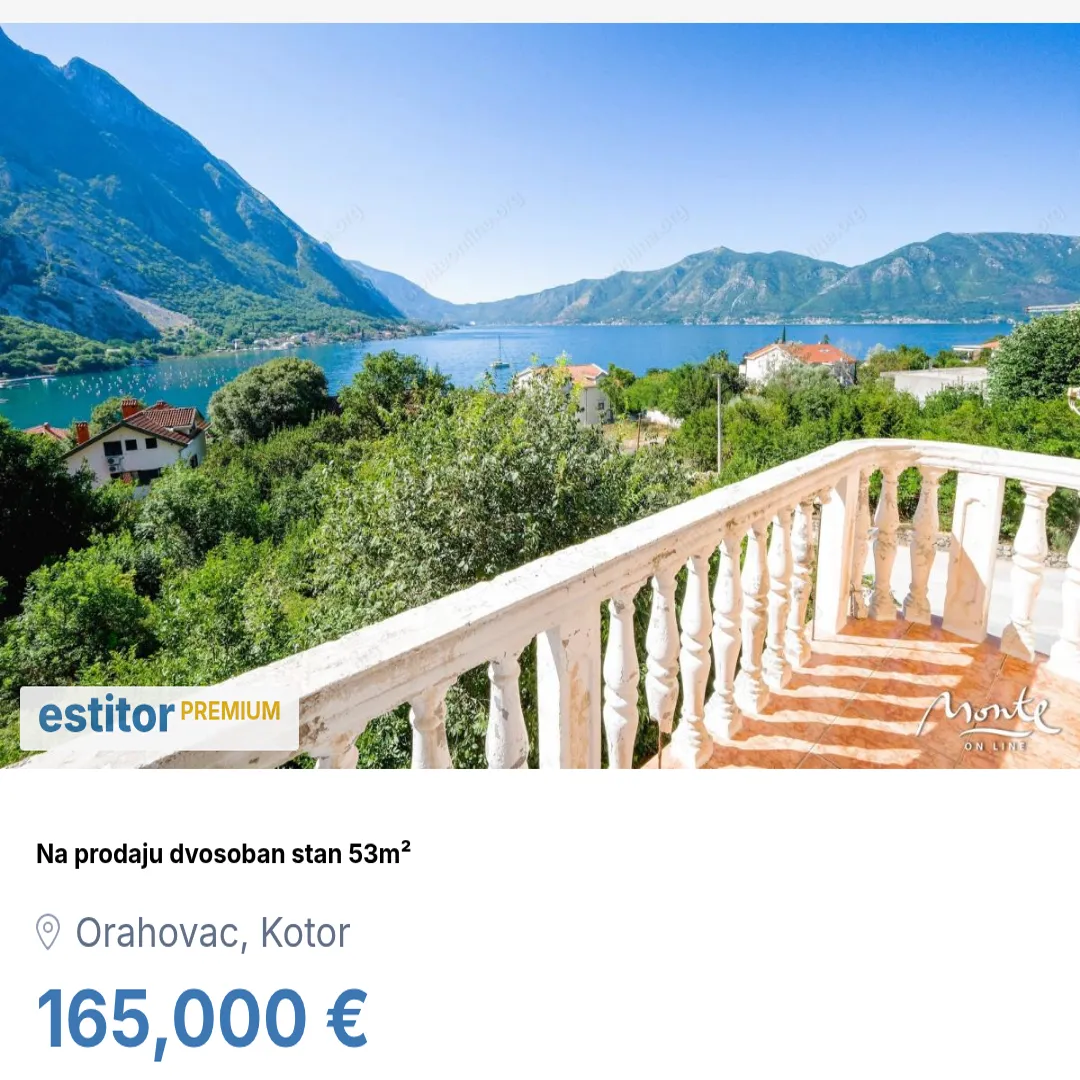 Prodaja, dvosoban stan, 53m², Orahovac, Kotor