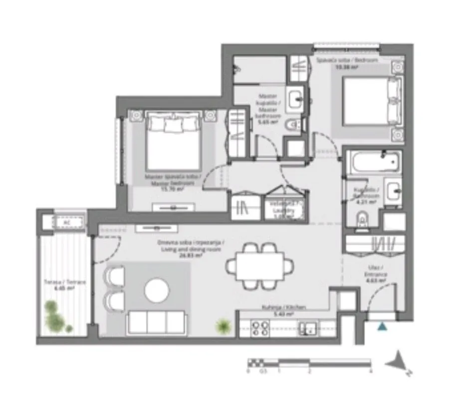 Sale, three bedroom apartment, 81m², Beograd Na Vodi, Beograd