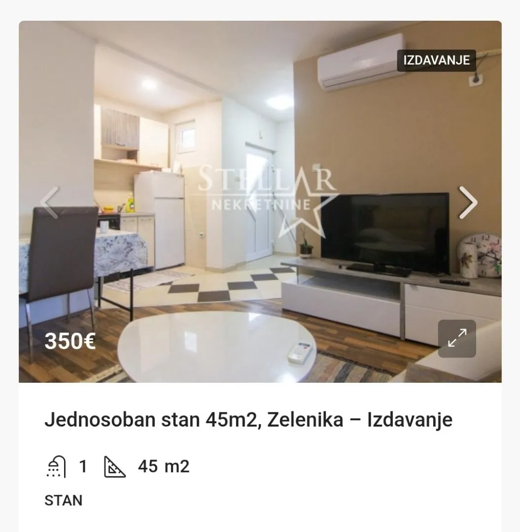 Izdavanje, stan, 45m², Zelenika, Podgorica