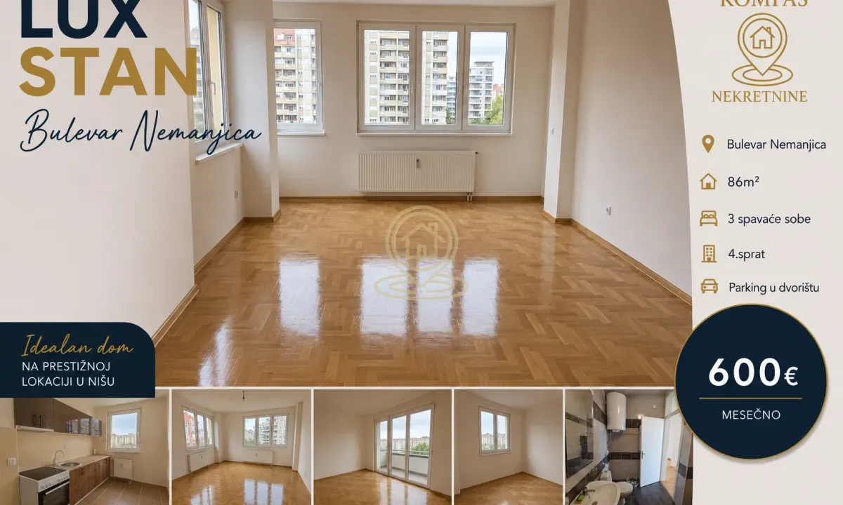 Rent, three bedroom apartment, 86m², Medijana, Niš