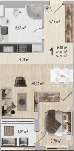 Sale, one bedroom apartment, 52m², Bečići, Budva