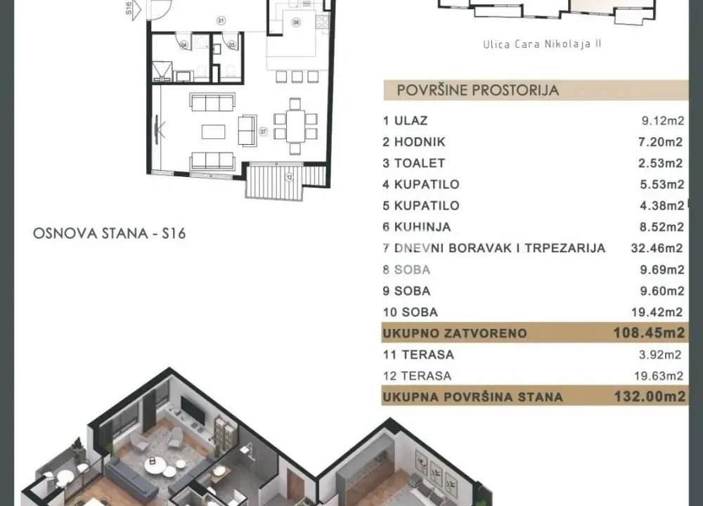 Prodaja, četvorosoban stan, 132m², Čubura, Beograd
