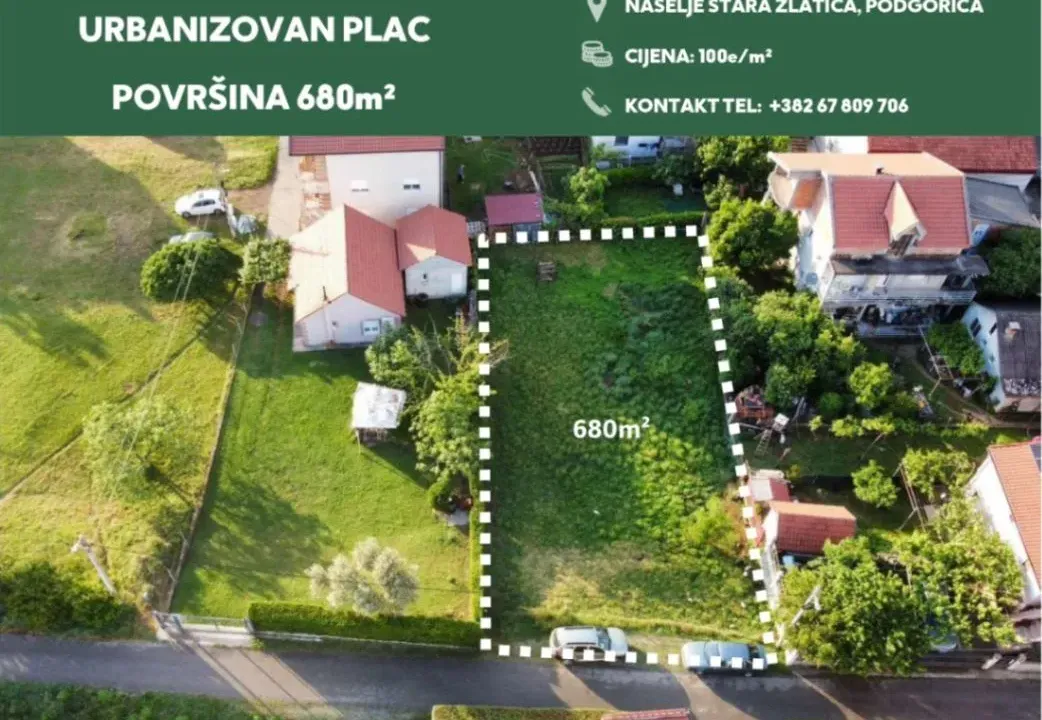 Prodaja, plac, 680m², Zlatica, Podgorica