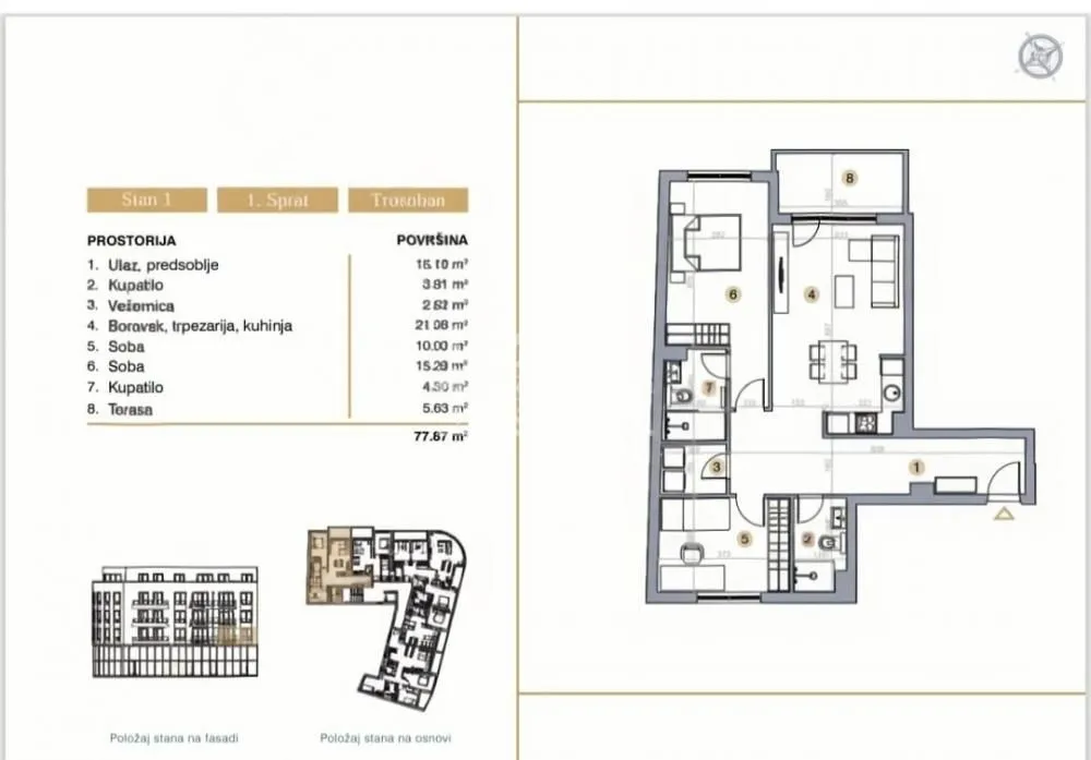 Prodaja, trosoban stan, 78m², Bežanijska Kosa 3, Bežanijska Kosa Sve Podlokacije