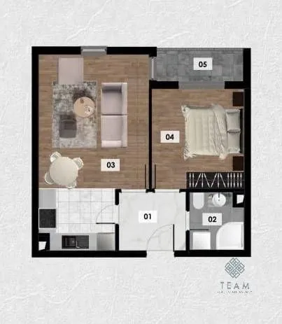 Sale, one bedroom apartment, 46m², Ilino, Bar