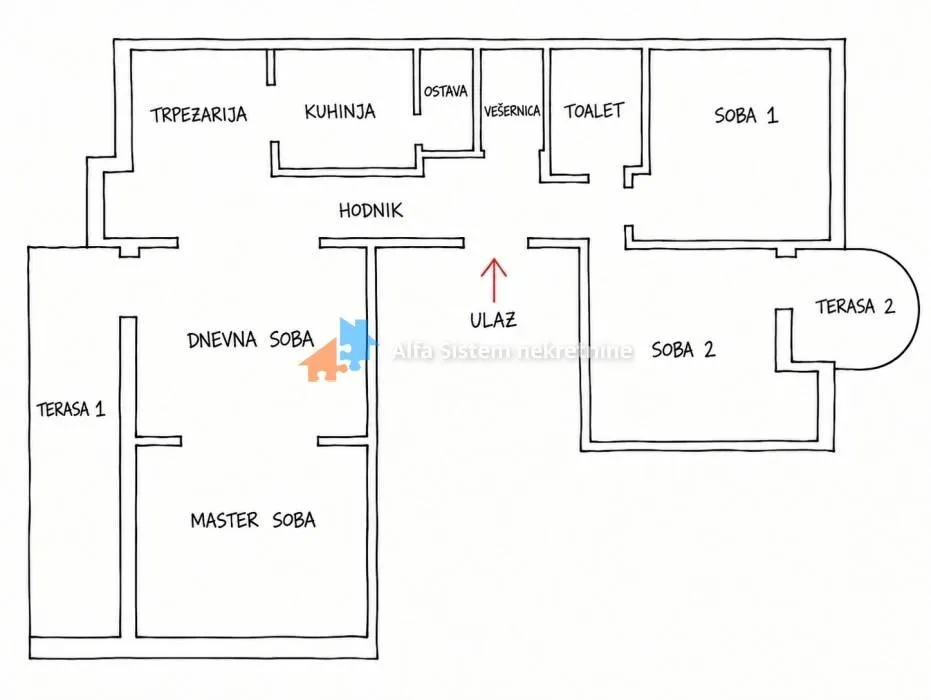 Drawing of the apartment floor plan with room layout.