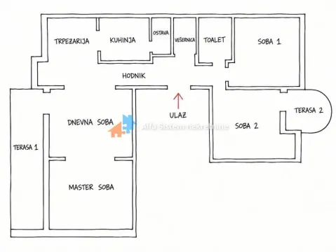 Drawing of the apartment floor plan with room layout. - image 27