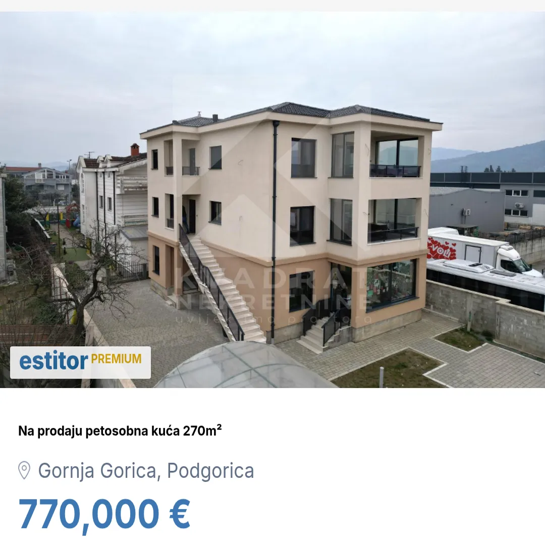 Sale, house, 270m², Gornja Gorica, Podgorica