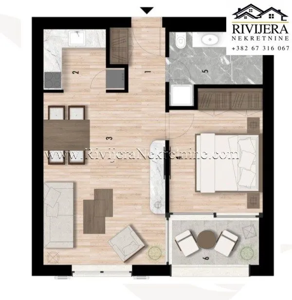 Prodaja, jednosoban stan, 53m², Risan, Kotor