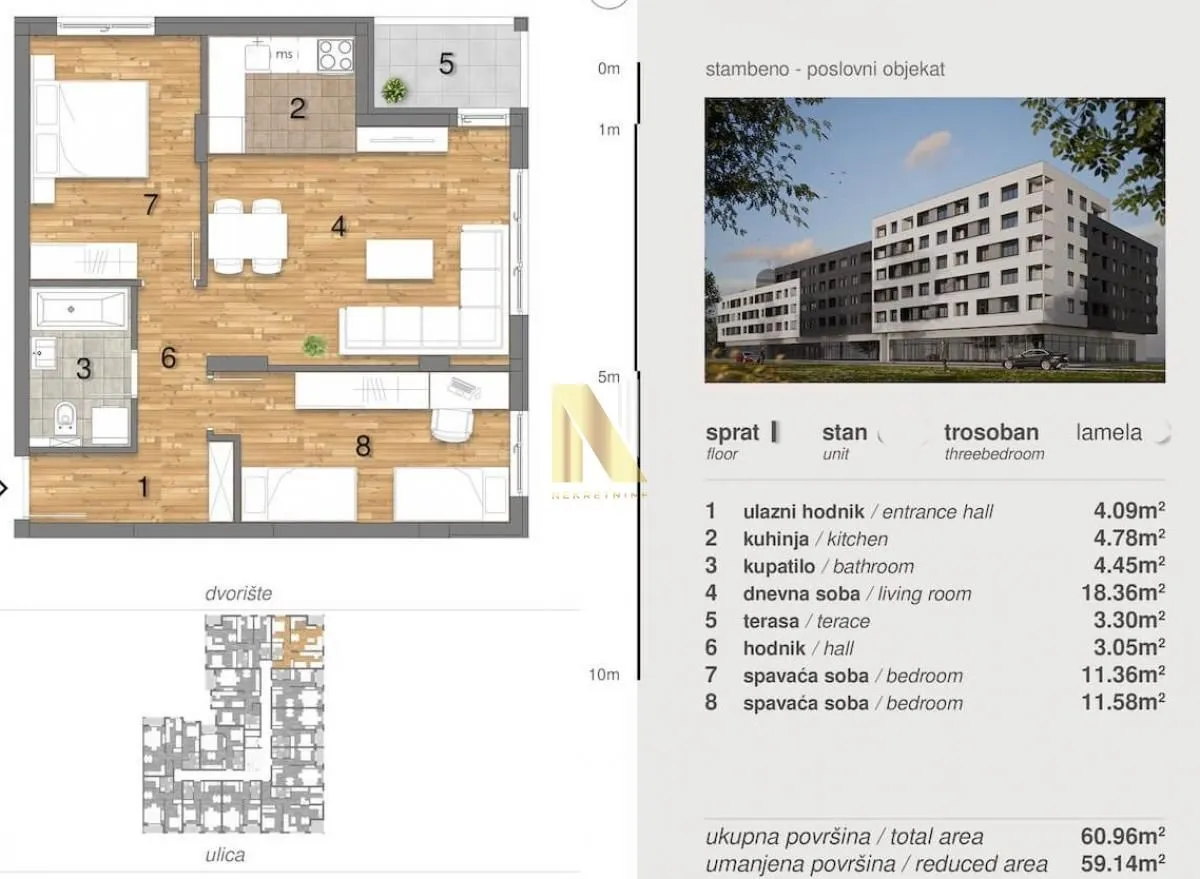 Sale, three bedroom apartment, 60m², Telep, Novi Sad Sve Podlokacije