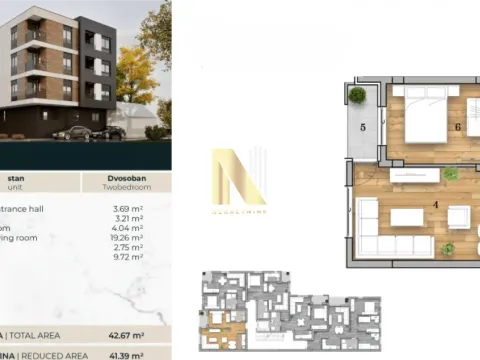 Prodaja, dvosoban stan, 42m², Telep, Novi Sad Sve Podlokacije